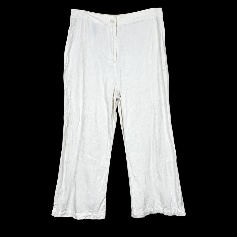 Rachel Pally Pants Sz L Linen Blend Coastal Beach Travel Minimalist Preppy White
